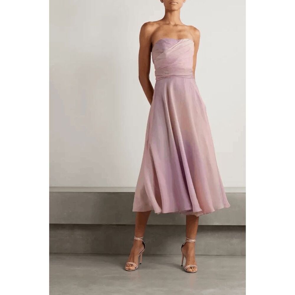 Ralph Lauren leanne strapless pleated midi dress Size US8 $4,690